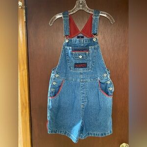 Vintage BUM EQUIPMENT Blue Jean Denim Bib Shortalls Overalls 90s Y2K Women's M